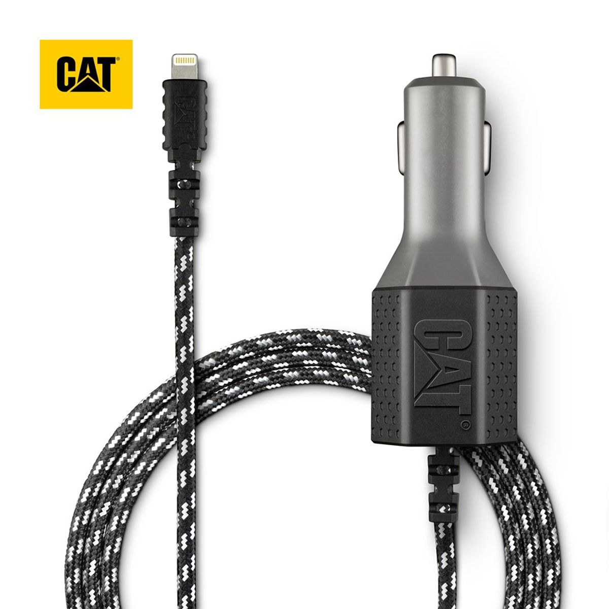 CAT - Cargador De Auto CAT Resistente Con Cable USB-Lightning 4.8A 1.8 Mtros