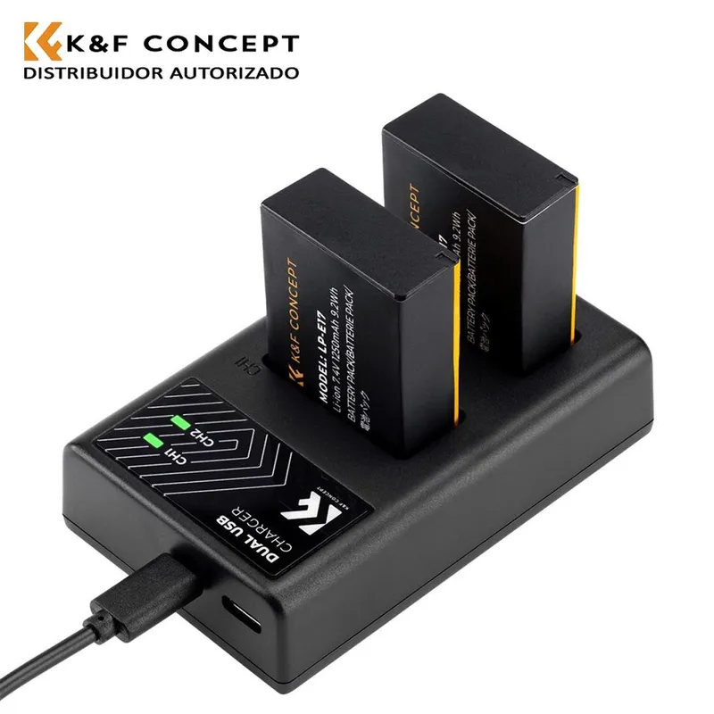 K&F CONCEPT - KIT DE CARGADOR + 2 BATERIAS CANON LP-E17 K&F CONCEPT KF28.0014