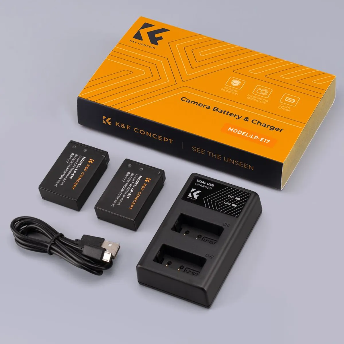 K&F CONCEPT - KIT DE CARGADOR + 2 BATERIAS CANON LP-E17 K&F CONCEPT KF28.0014