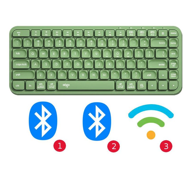 AIGO - Teclado Inalambrico Bluetooth 3 en 1 Wireless Matcha Green