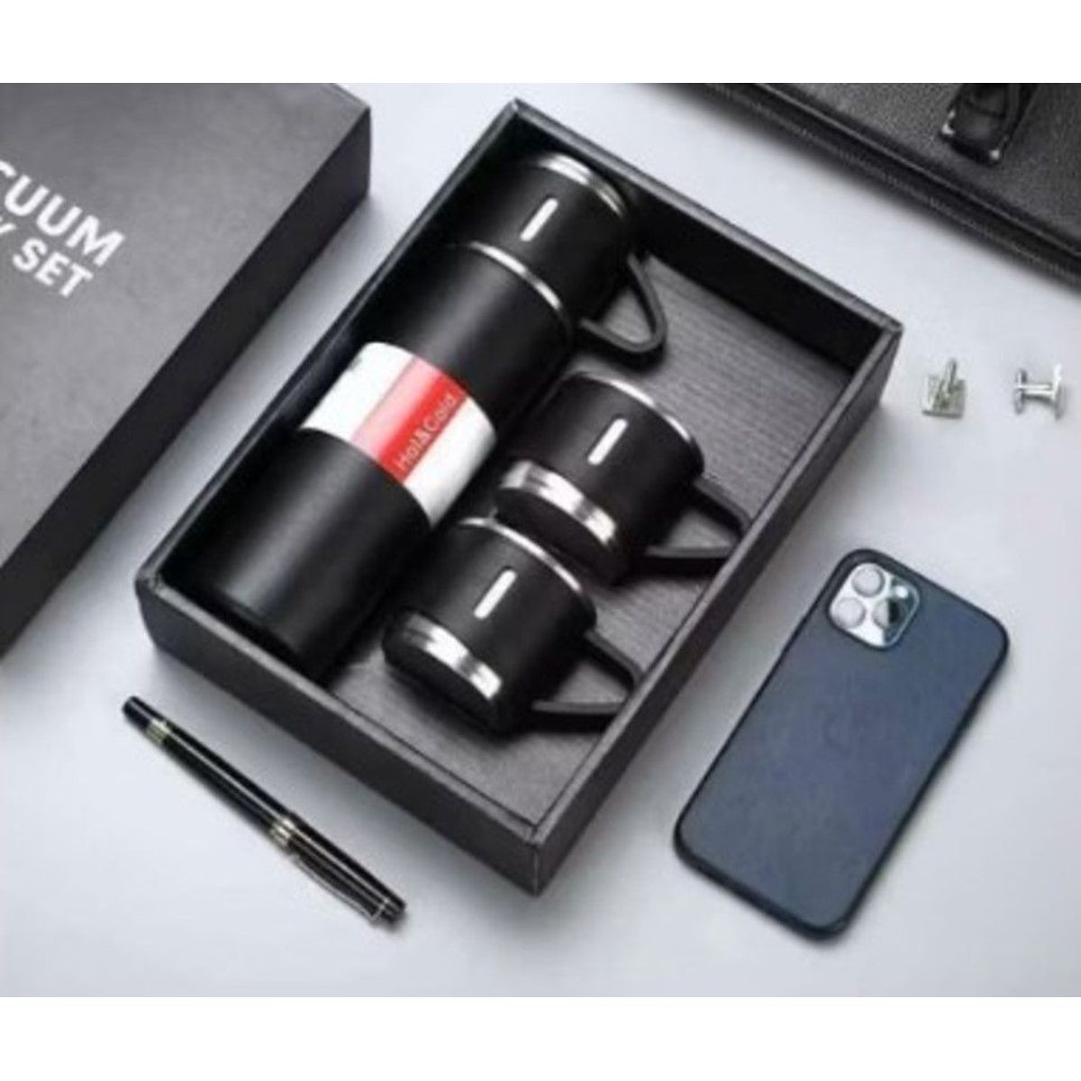 Set Termo Para Agua Caliente/fría + 3 Tazas de 500 ml - Negro, marca GENERICO - Foto Principal