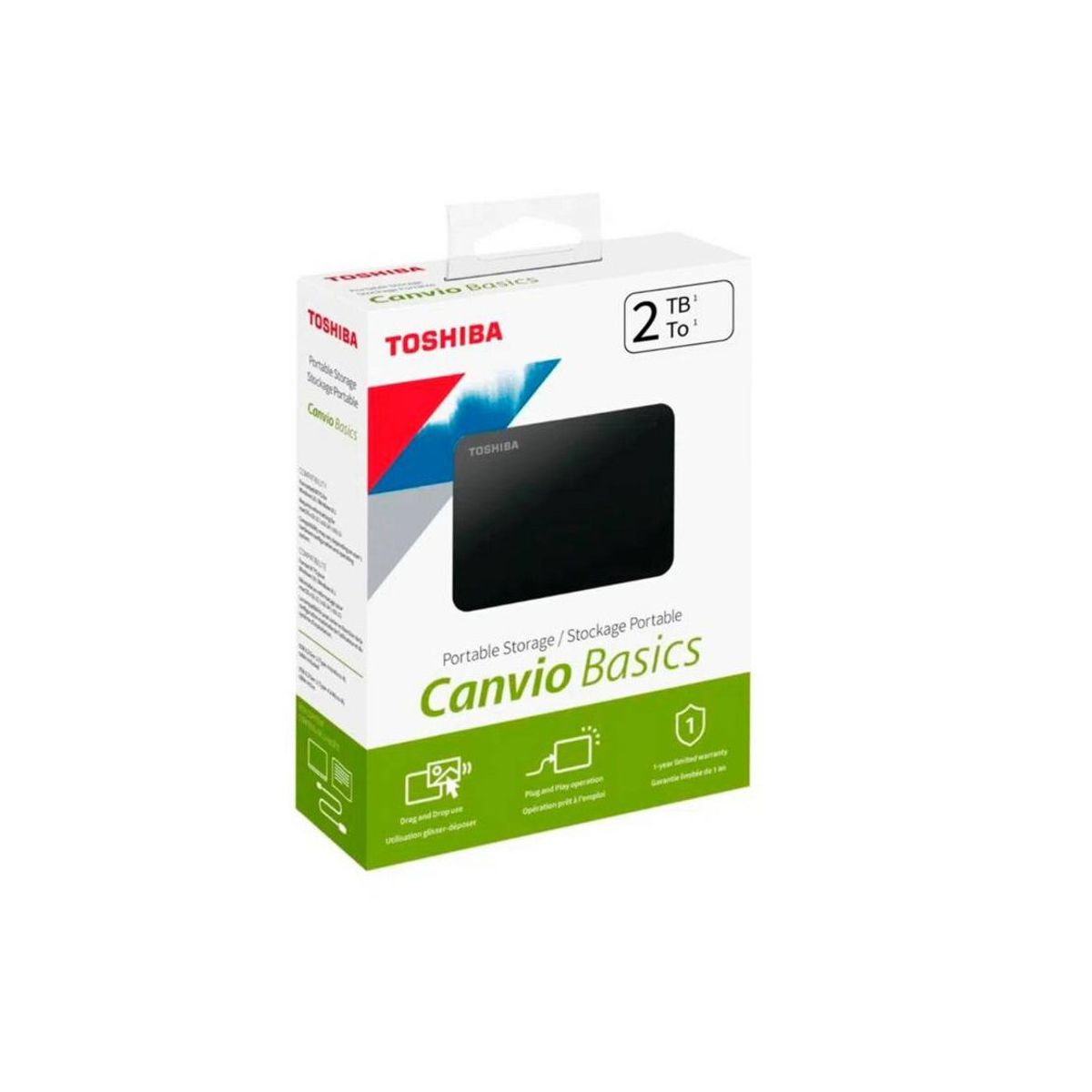 TOSHIBA - Disco duro externo Toshiba Canvio Basic 2TB USB 30- Negro