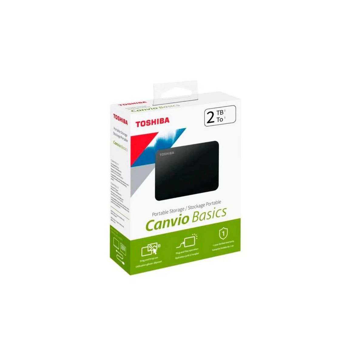 TOSHIBA - Disco duro externo Toshiba Canvio Basic 2TB USB 30- Negro