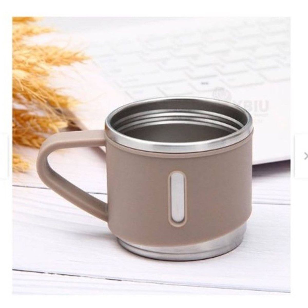 GENERICO - Termo 3 tazas de Acero Inoxidable Caqui de Calidad