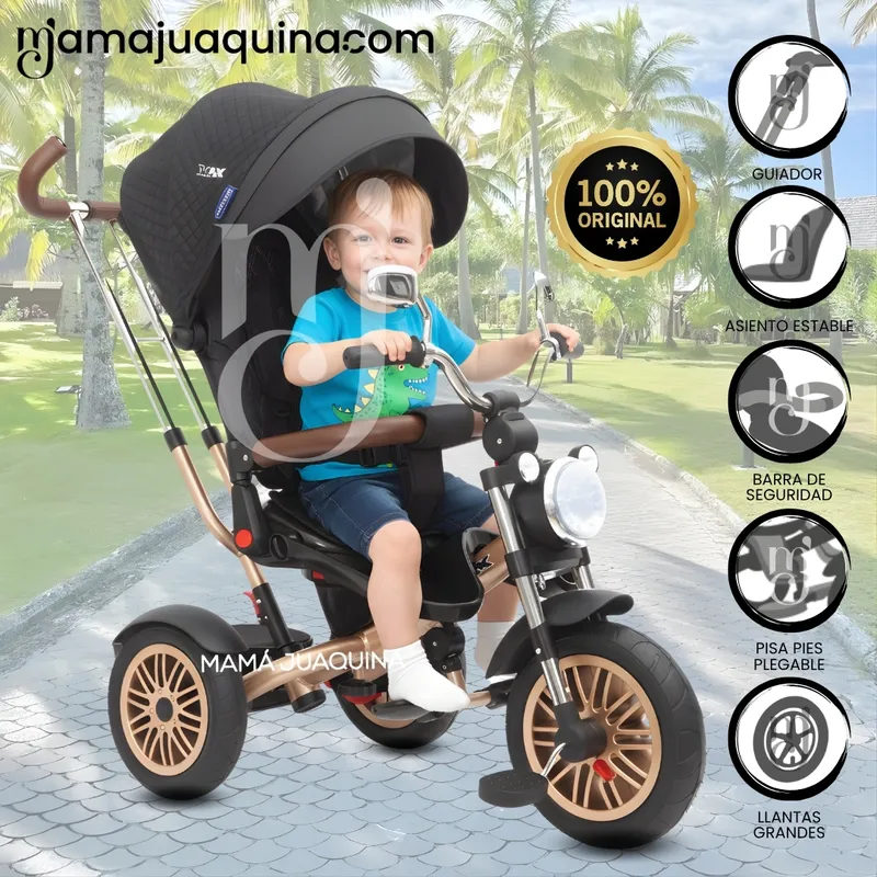 MAX - Triciclo Guiador Giratorio MAX «ROADSTER» USB Negro