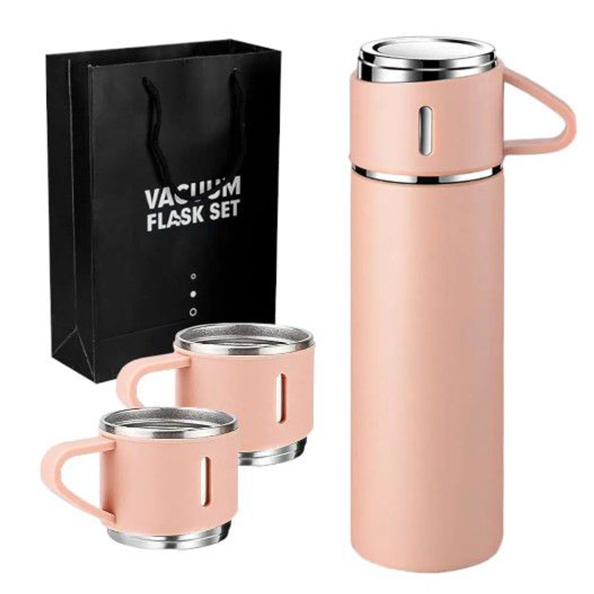 GENERICO - Termo 3 tazas de Acero Inoxidable ROSADO de Calidad