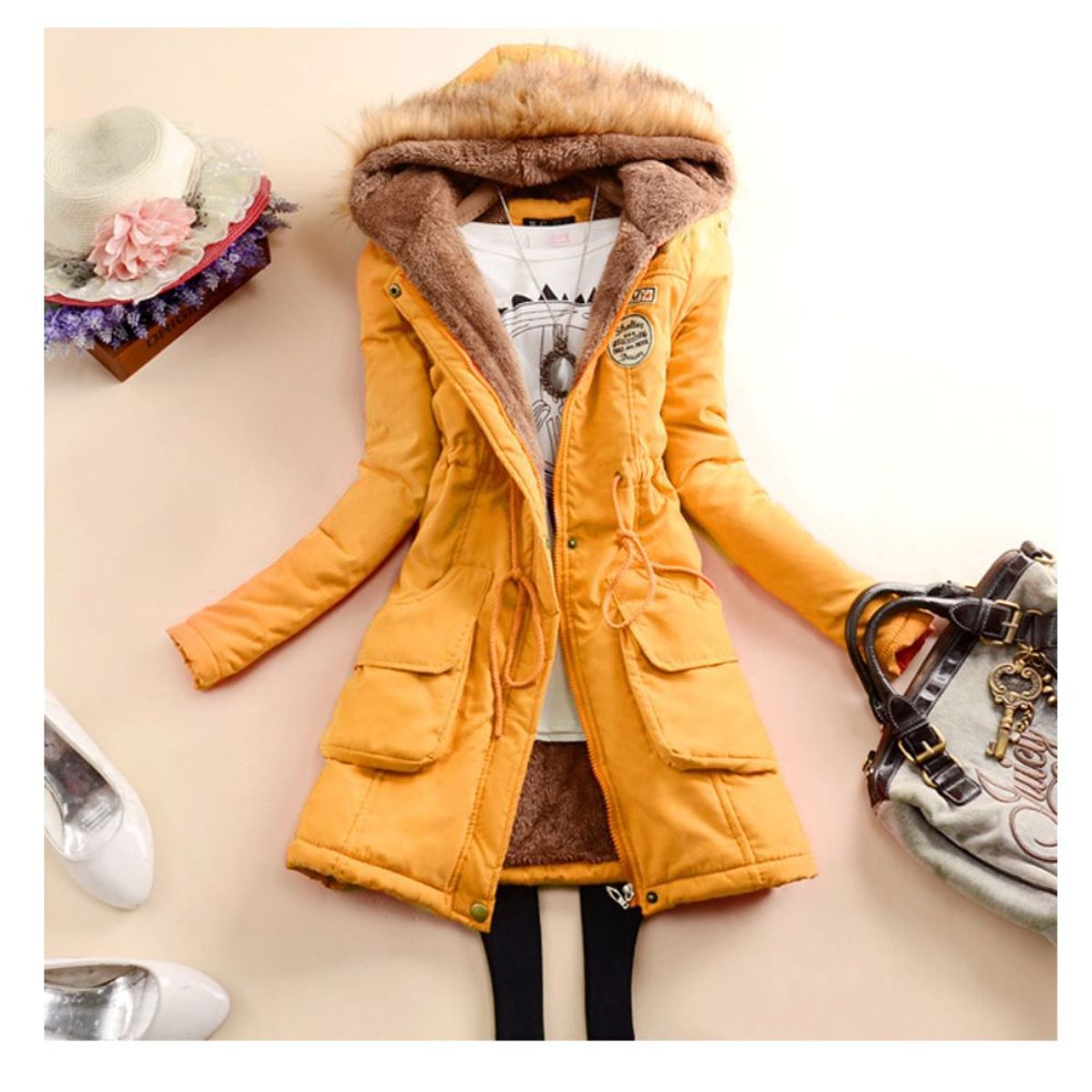 GENERICO - Casaca Abrigo Parka Mujer Con Capucha Moda Coreana