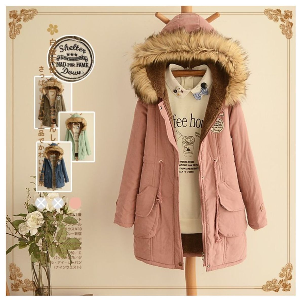 GENERICO - Casaca Abrigo Parka Mujer Con Capucha Moda Coreana