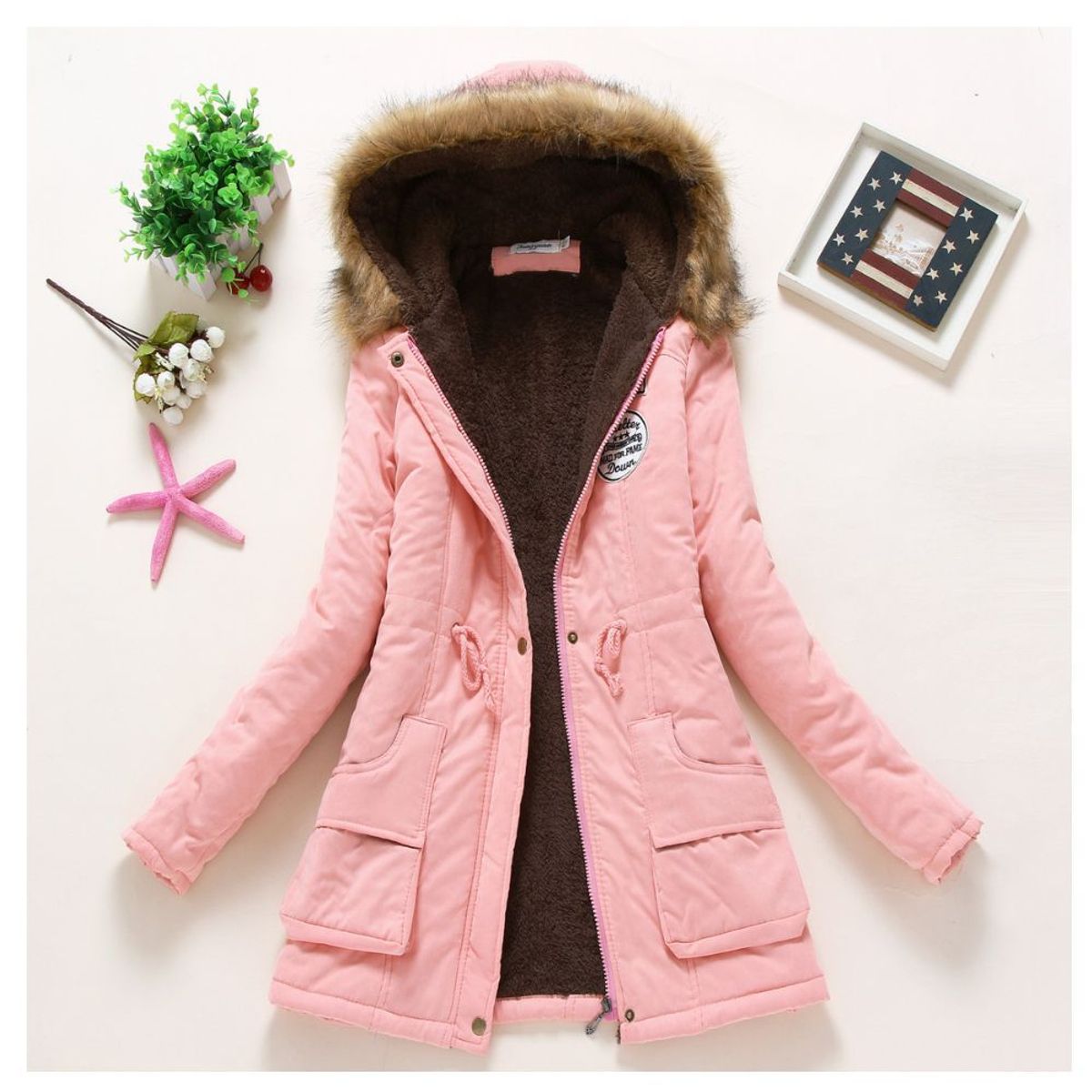 GENERICO - Casaca Abrigo Parka Mujer Con Capucha Moda Coreana