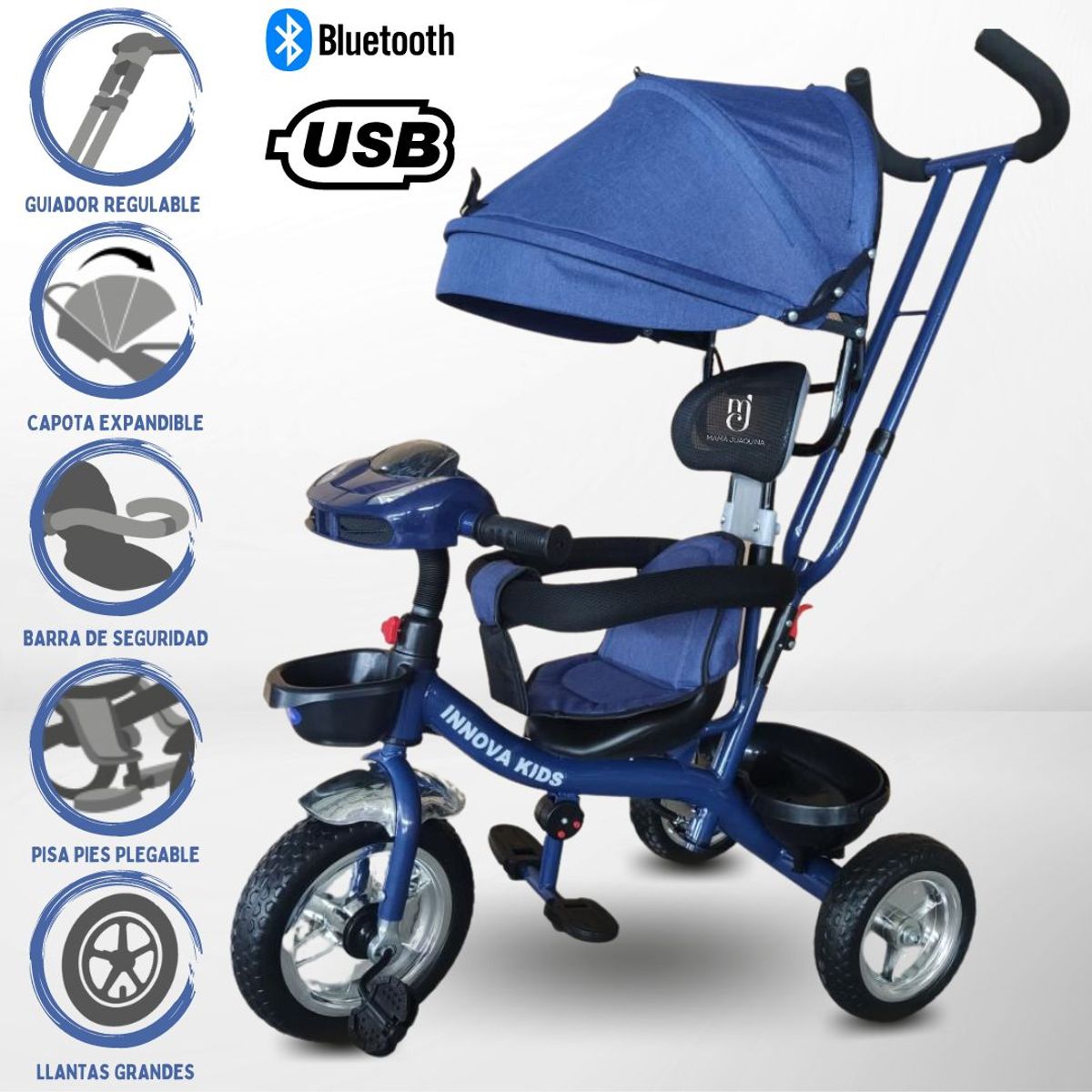 INNOVA - Triciclo Guiador Musical 3 en1 «ZEUS DELUXE» Blue