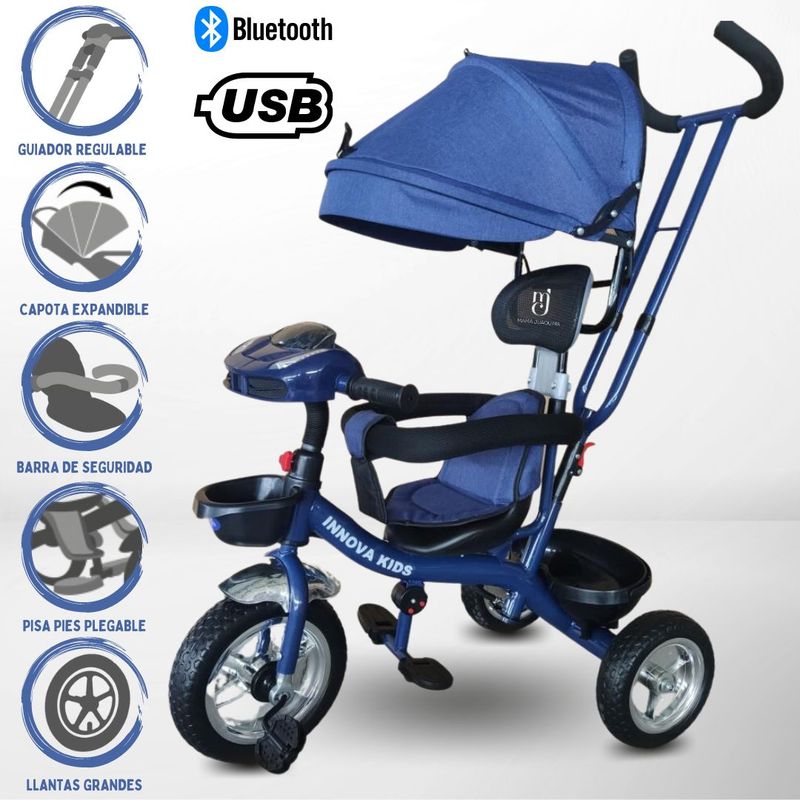 INNOVA - Triciclo Guiador Musical 3 en1 «ZEUS DELUXE» Blue