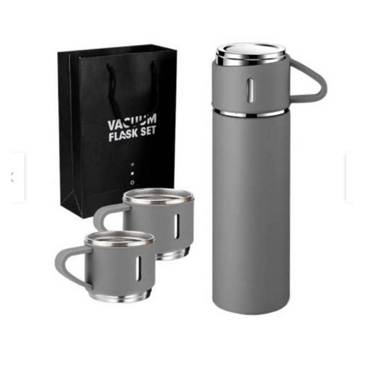 GENERICO - Termo 3 tazas de Acero Inoxidable GRIS de Calidad