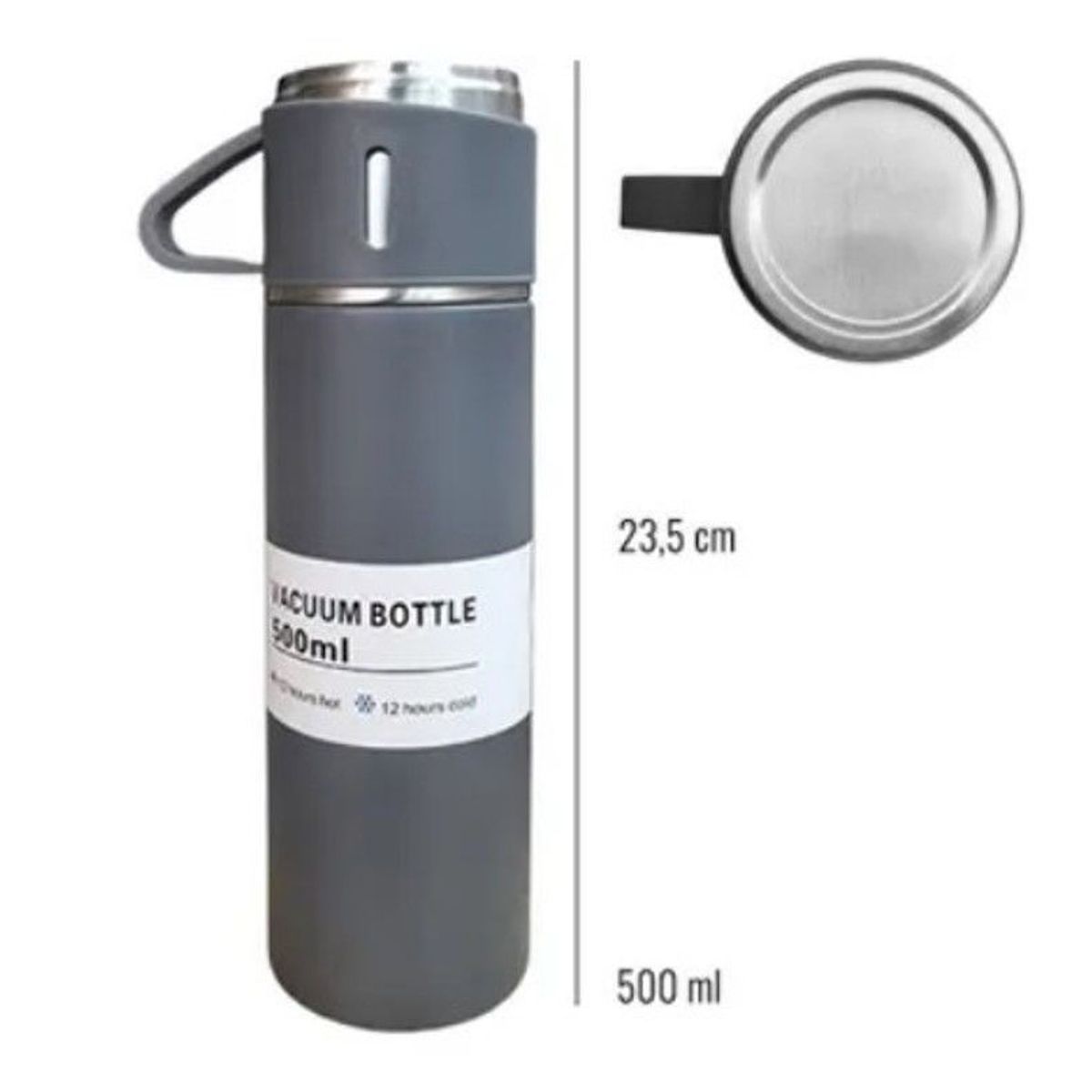 GENERICO - Termo 3 tazas de Acero Inoxidable GRIS de Calidad