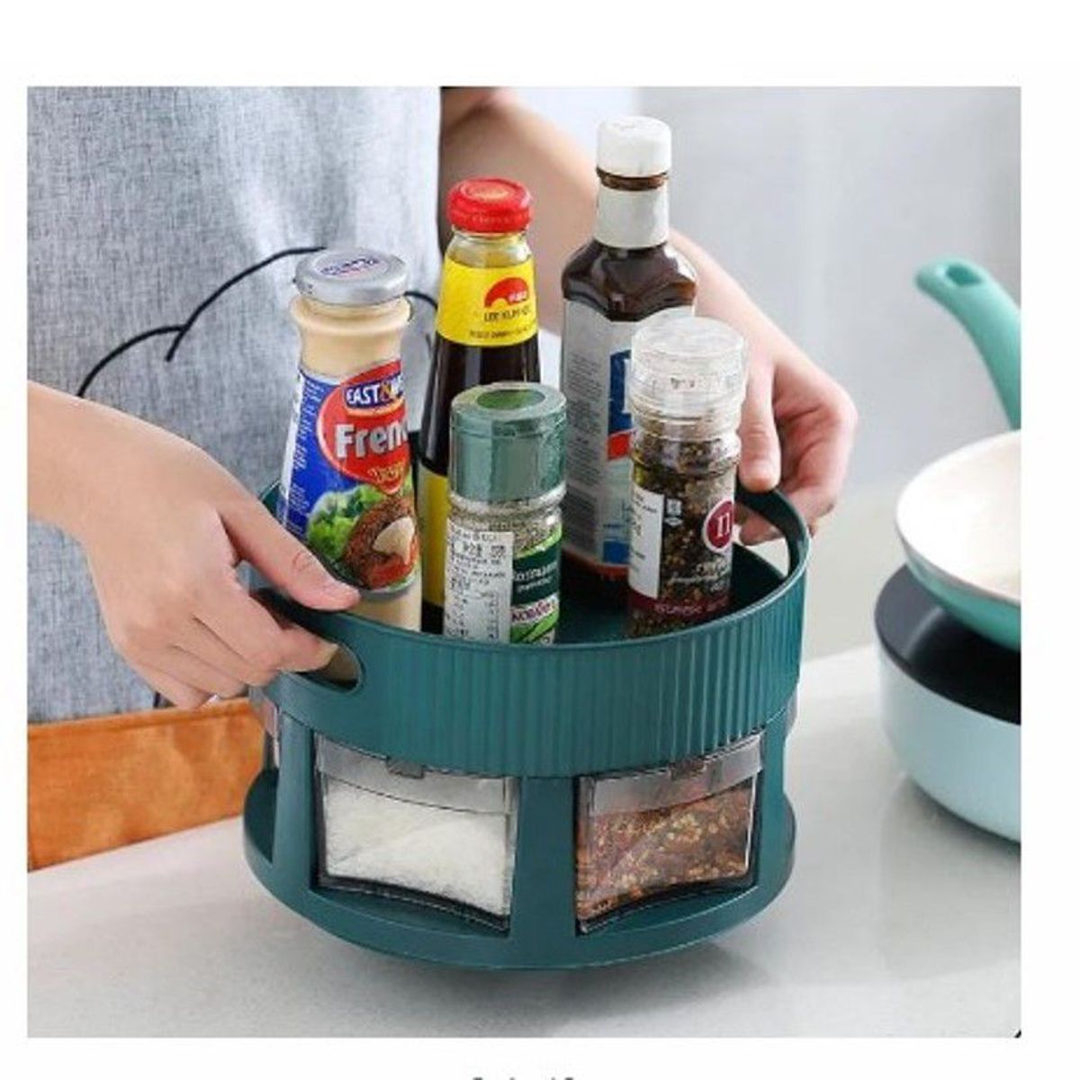 GENERICO - Organizador Giratorio para Cocina y Especias de calidad VERDE