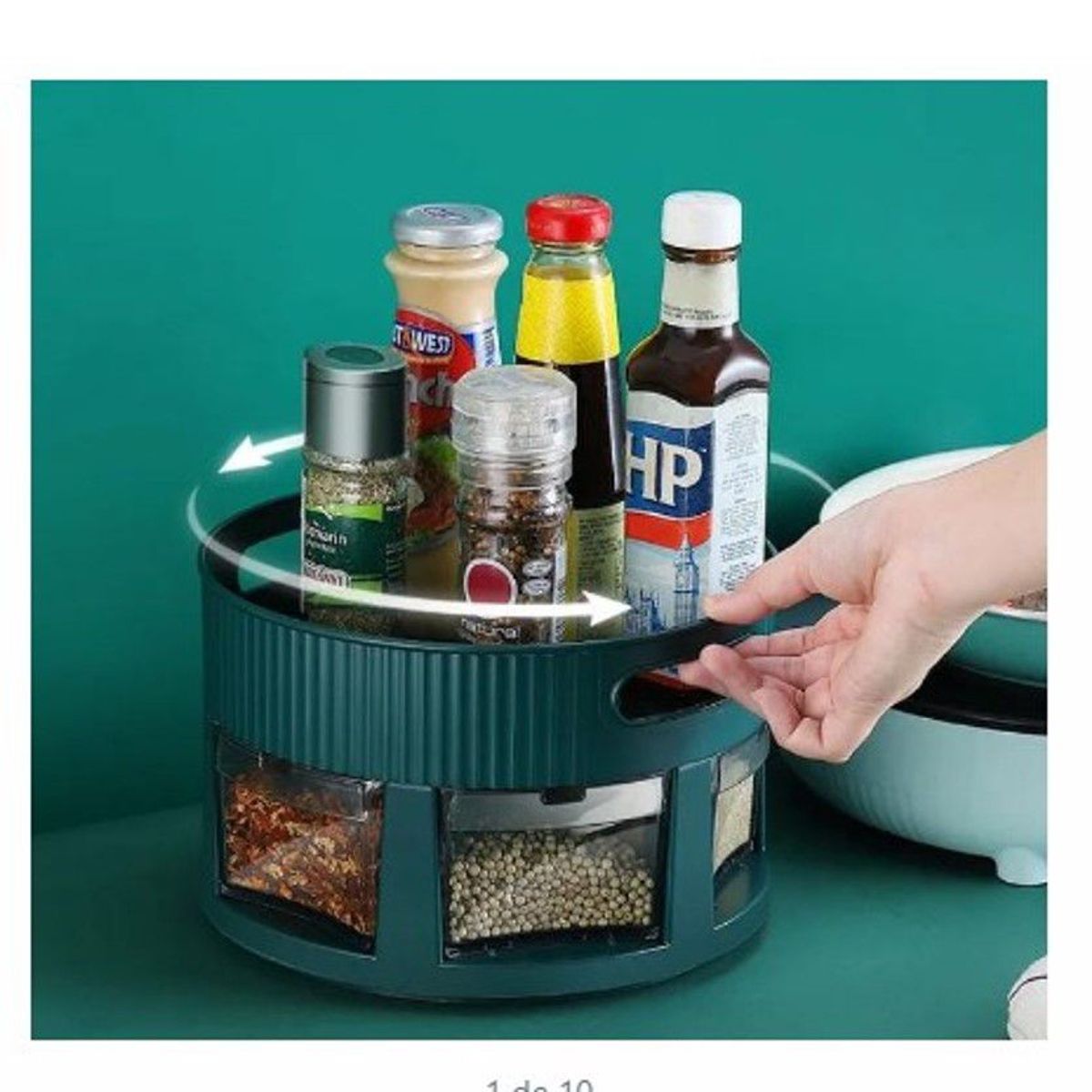 GENERICO - Organizador Giratorio para Cocina y Especias de calidad VERDE