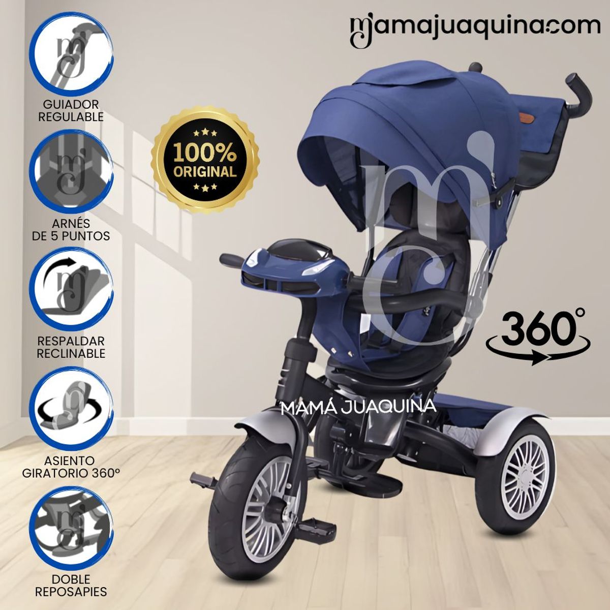 EBABY - Triciclo Guiador 3 En 1 Ebaby «ZOE» Blue