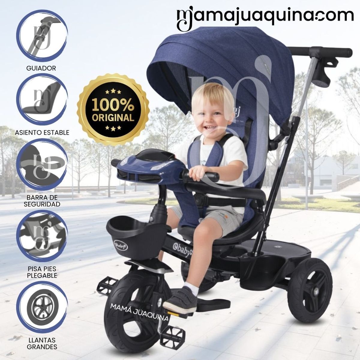 EBABY - Triciclo Guiador 3 En 1 Ebaby «ARIA» Blue