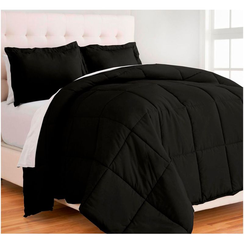 GENERICO - Edredón 1.5 Plazas con fundas de almohada algodón negro