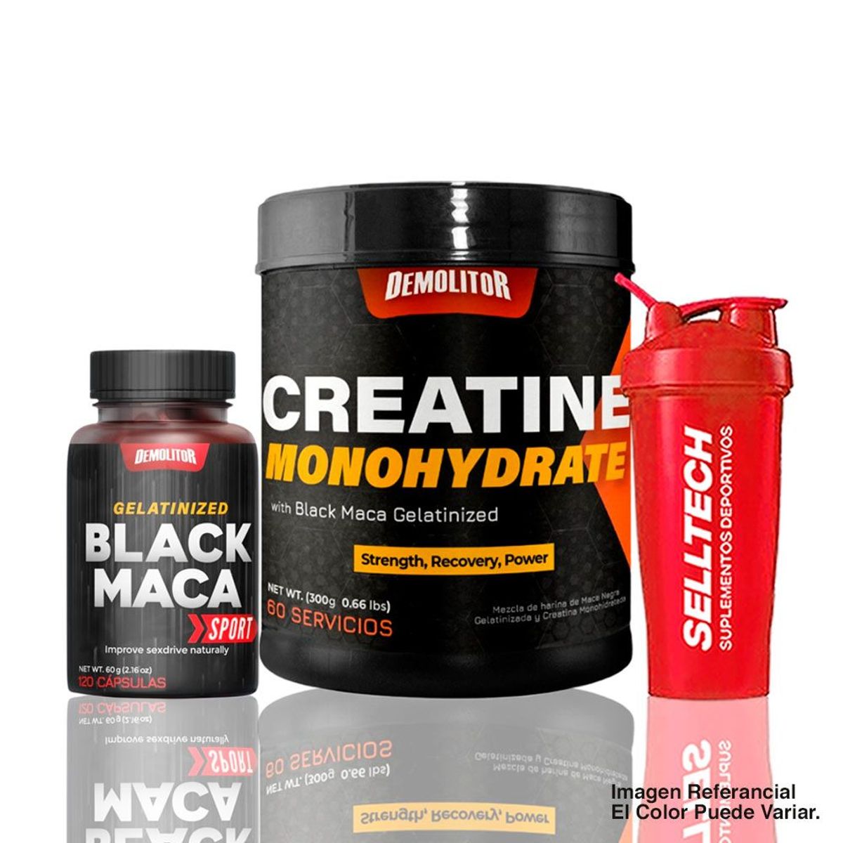 DEMOLITOR - Pack Demolitor Creatina 300gr + Maca Negra 120 Caps + Shaker