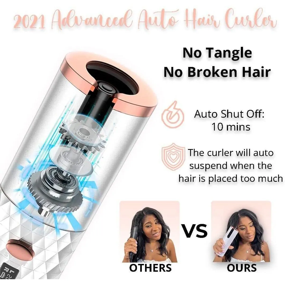 GENERICO - Rizador De Cabello Automático Inalámbrico Pantalla LCD