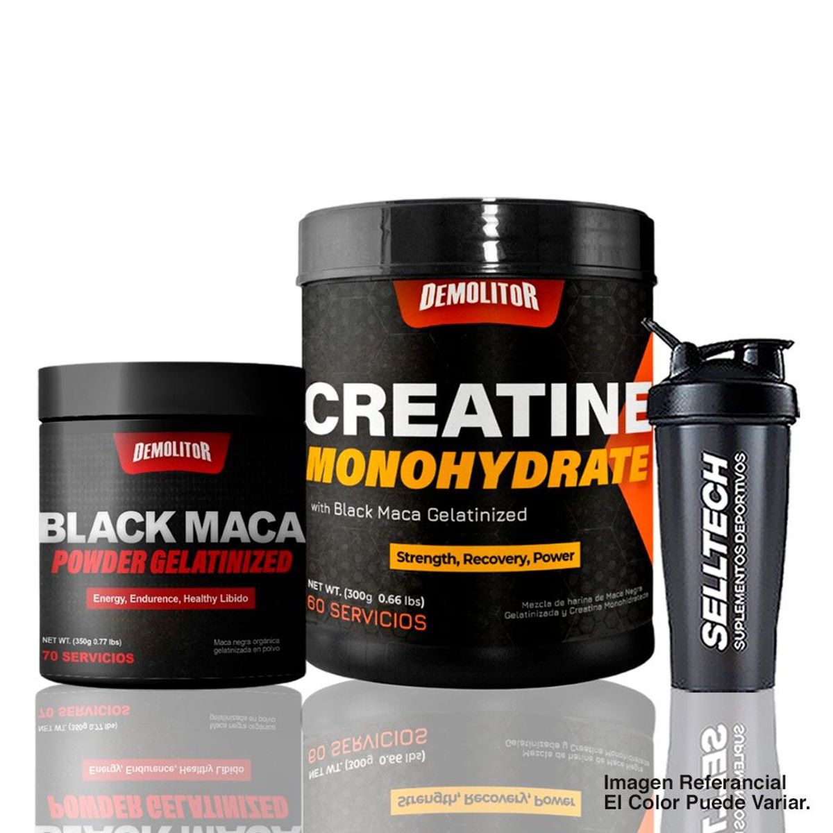 DEMOLITOR - Pack Demolitor Creatina 300 gr + Maca Negra 350gr + Shaker
