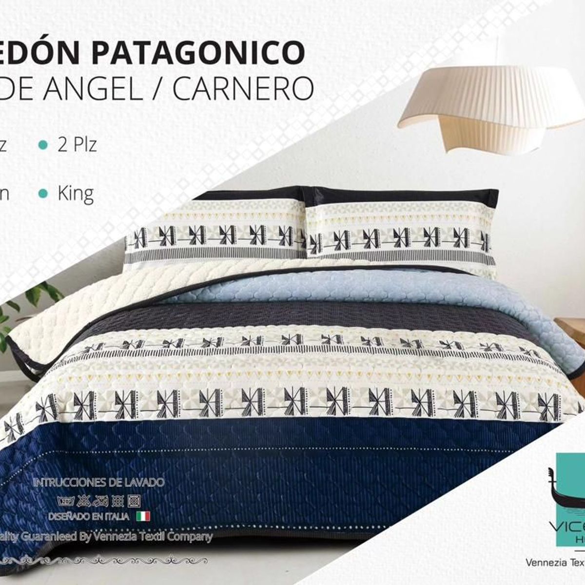 VENECIA - Set de Cubrecama KING con Carnero INVIERNO de 5 Piezas