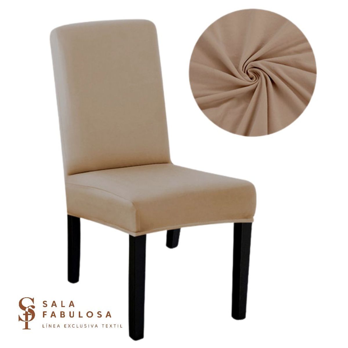 SALA FABULOSA - Funda protectora de silla Lycra Set 8 pzs Beige Sala fabulosa