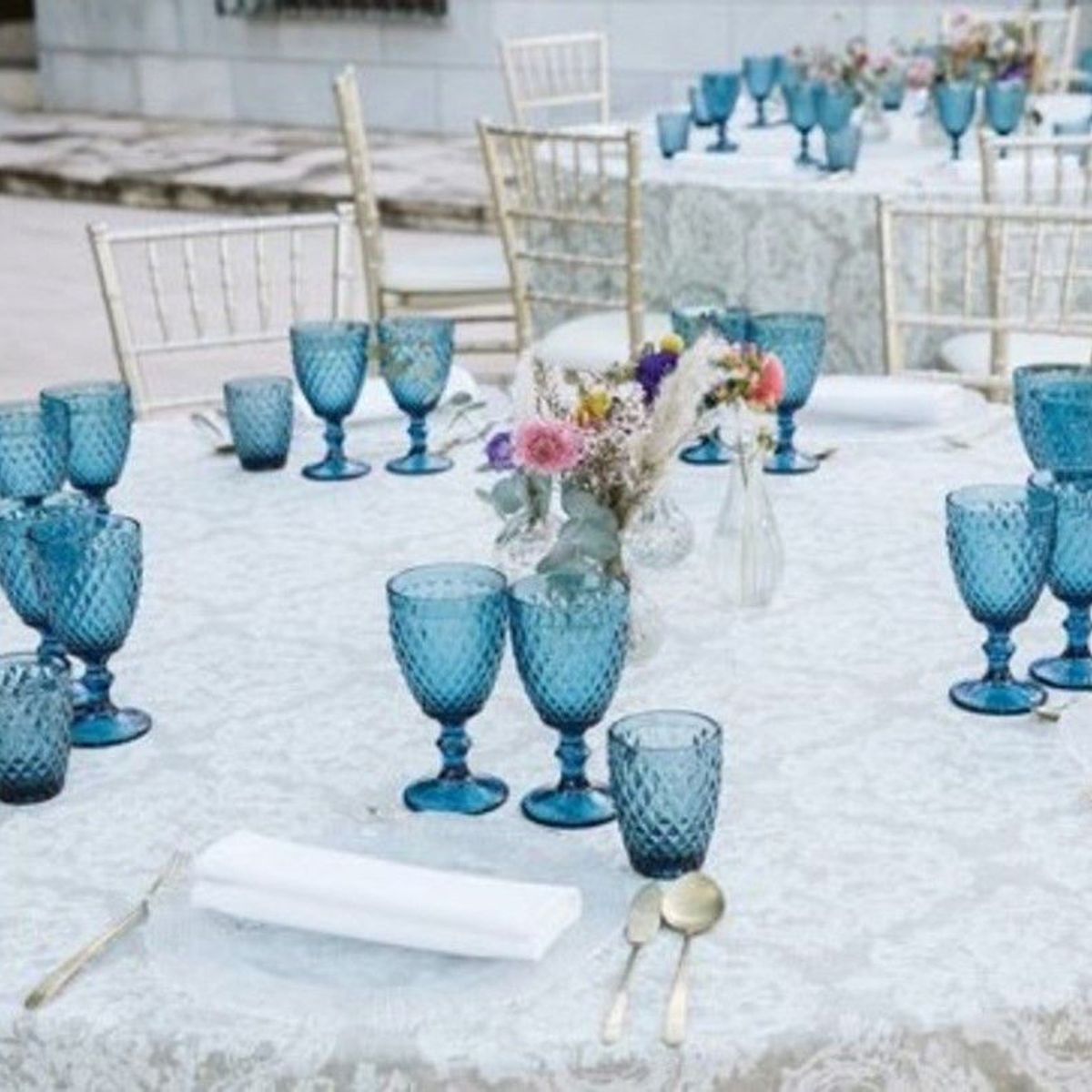 GENERICO - Copas Labradas De Calidad Azules  6 pzas.