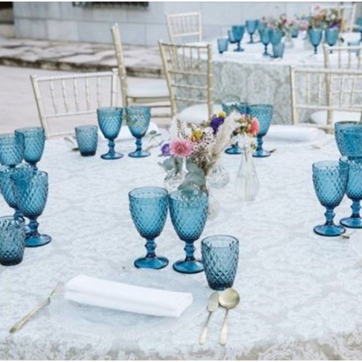 GENERICO - Copas Labradas De Calidad Azules  6 pzas.