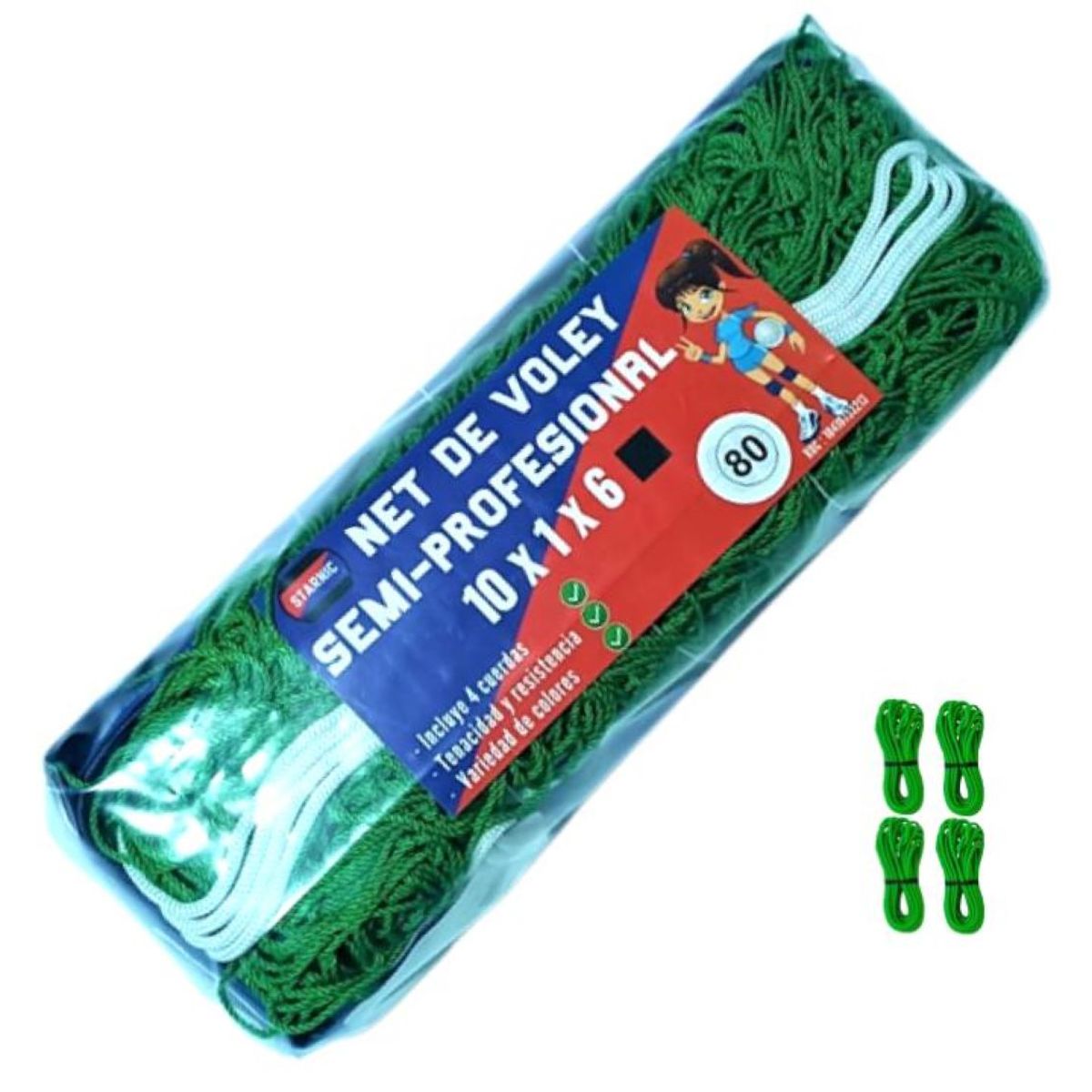 GENERICO - PACK VÓLEY NET SEMIPRO Nº 80 VERDE MÁS PELOTA GOMA Nº 5