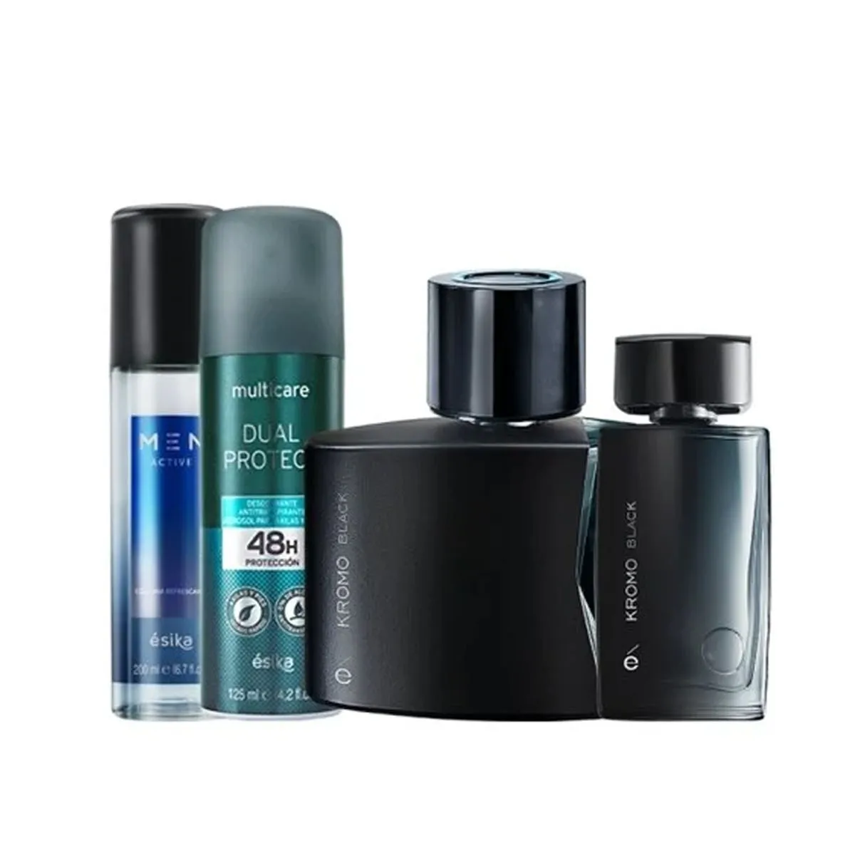 ESIKA - Kromo Black Perfume con Mini Deo Spray y Refresh Hombre