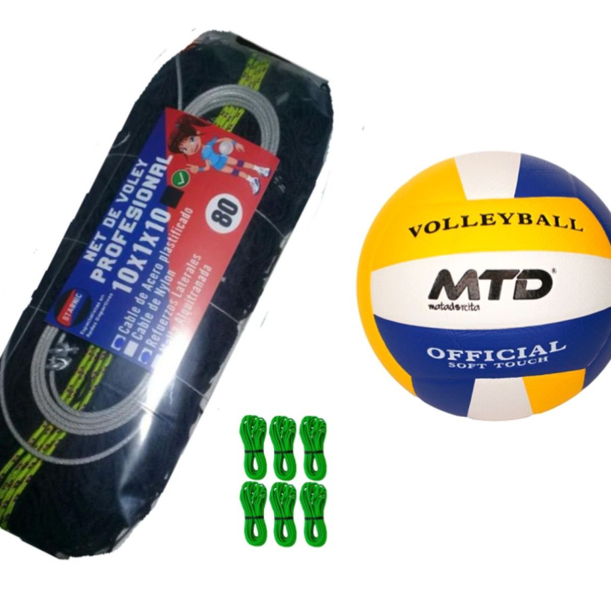 GENERICO - Pack Red Vóley Profesional 80 Negro mas Pelota voley PU Mtd