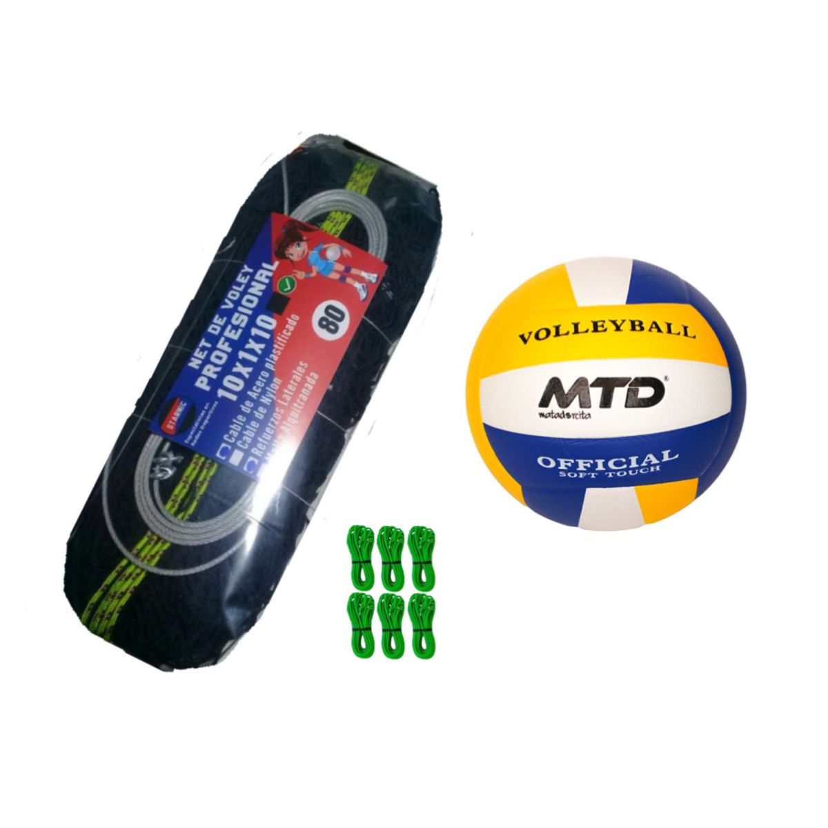 GENERICO - Pack Red Vóley Profesional 80 Negro mas Pelota voley PU Mtd