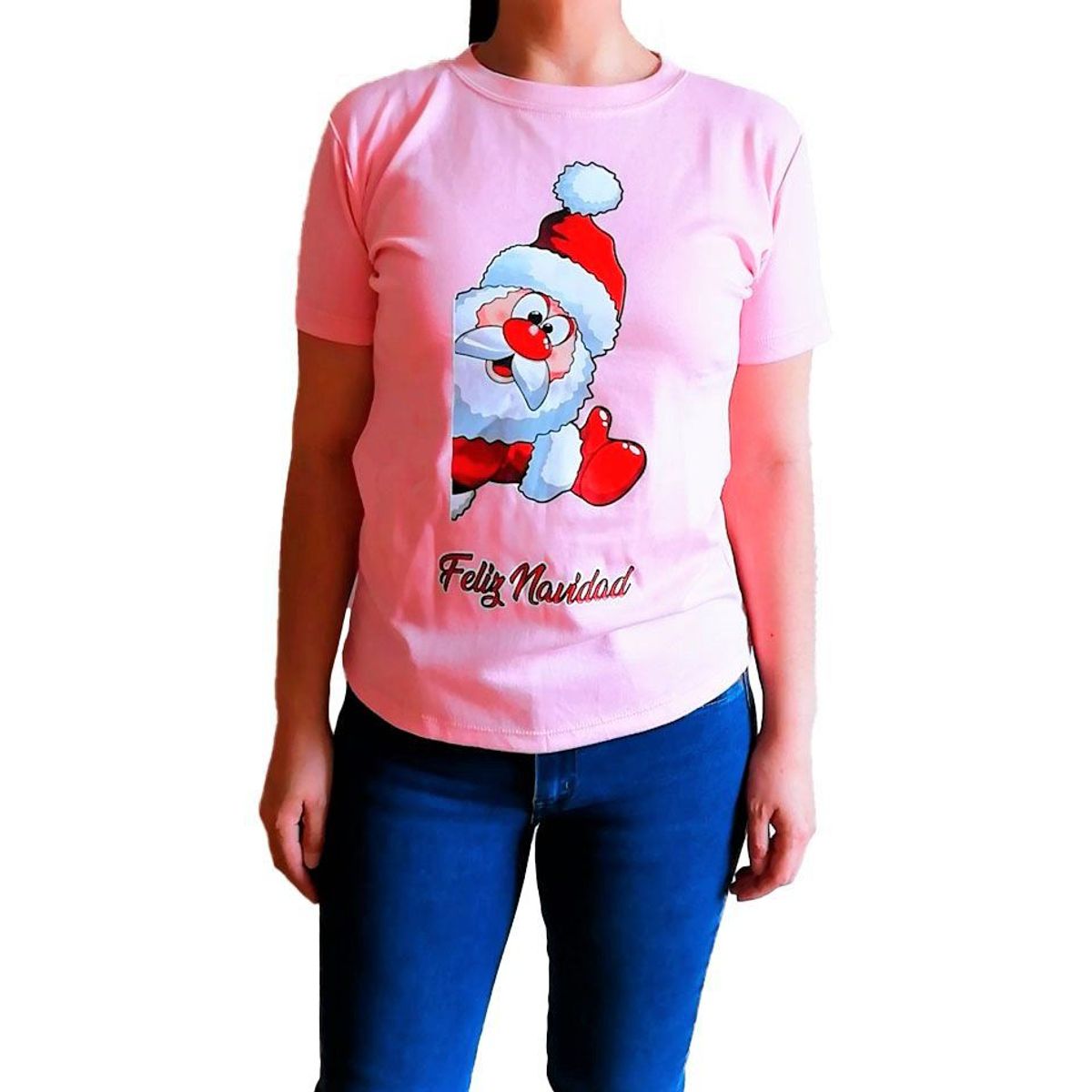 GENERICO - Polo Mujer Manga Corta Navideño - Rosado