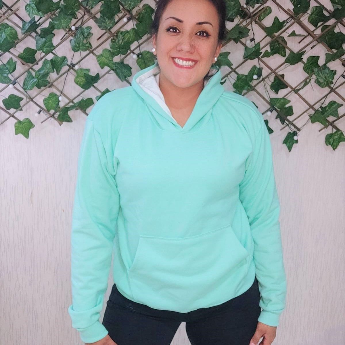 GENERICO - Polera Mujer Diseño con Capucha - Verde agua