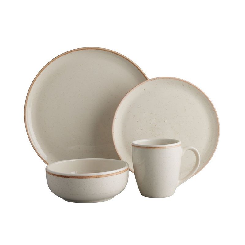 CORONA - Vajilla Corona Caoba Beige 16 Piezas Porcelana Apta Lavavajillas
