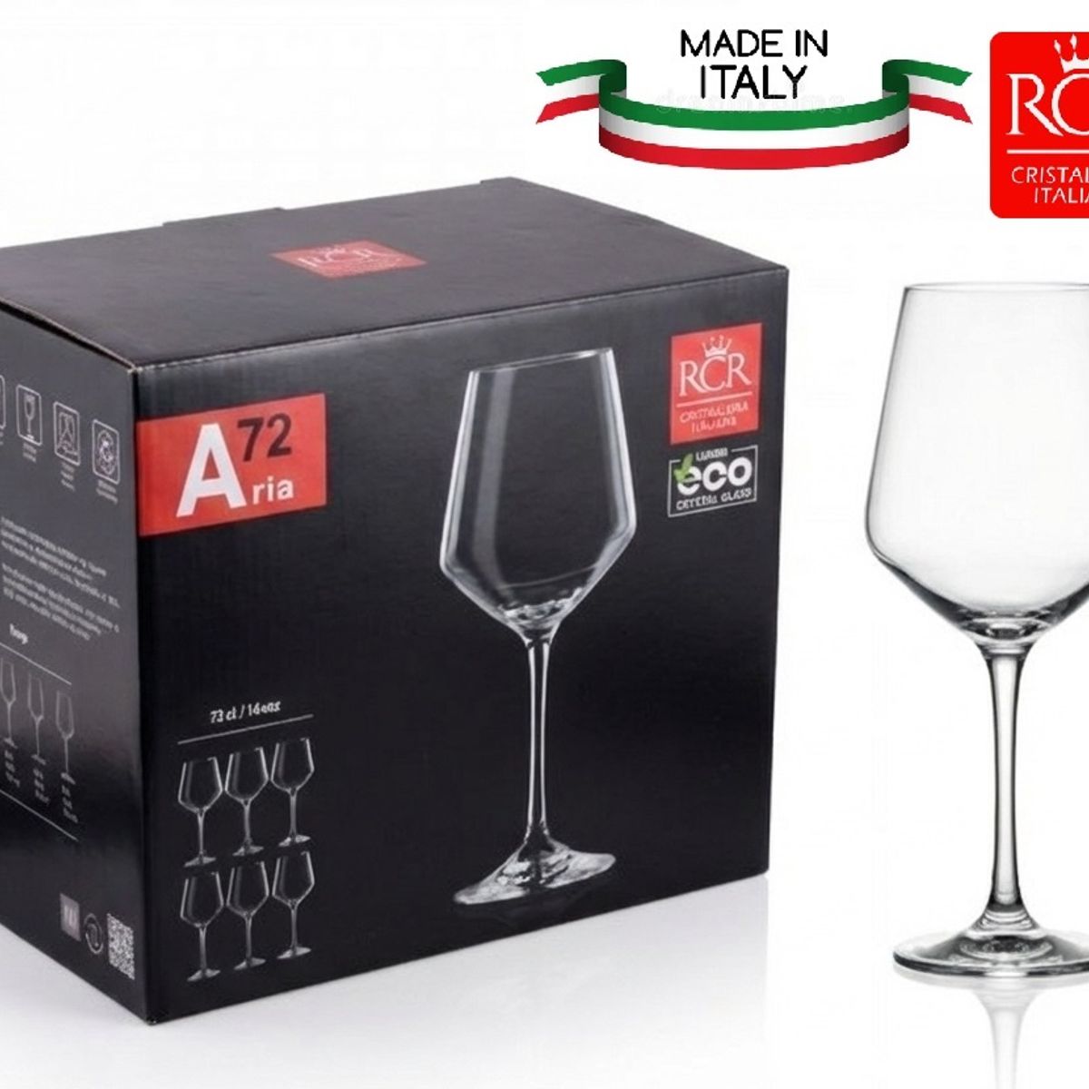 RCR  ITALIA - Set de Copas x 6 Vino 72CL. RCR - Hecho en Italia