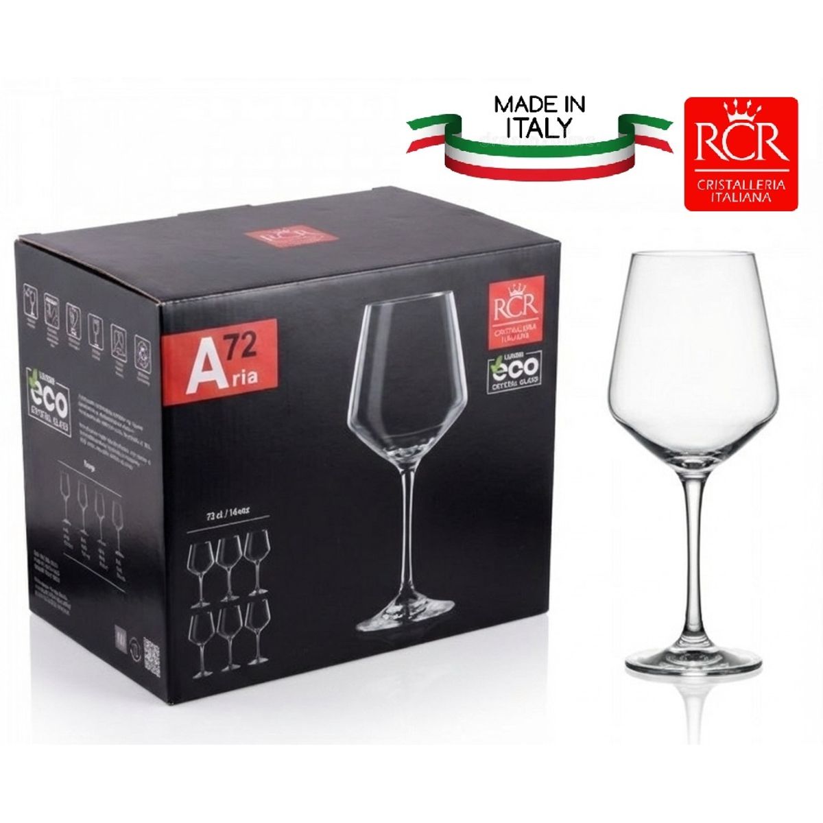 RCR  ITALIA - Set de Copas x 6 Vino 72CL. RCR - Hecho en Italia