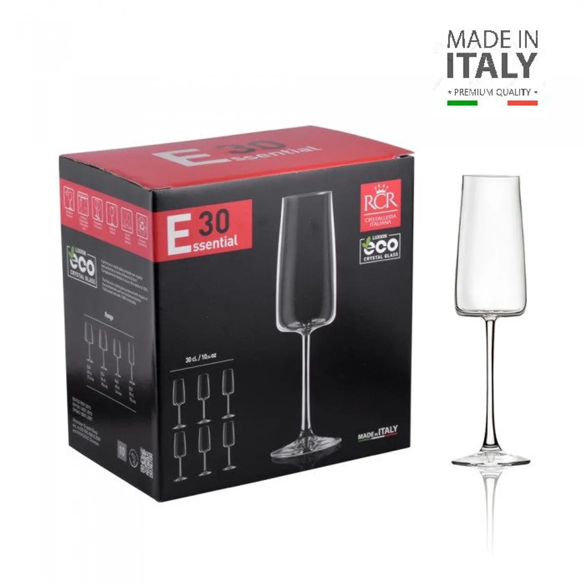 RCR  ITALIA - Set de copas x 06 flauta  30 cl. Rcr - Hecho en Italia