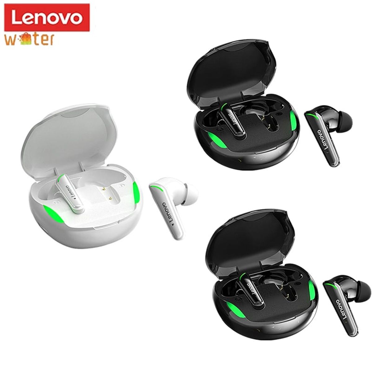 LENOVO - 3SET Audifonos Lenovo XT92 de Gaming Tws Auriculares 2Negro1Blanco