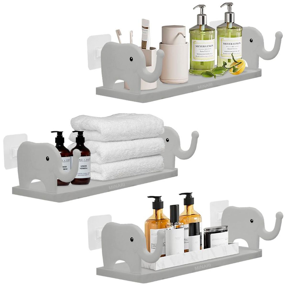 MINARI - Repisa Organizador de Maquillaje Cosméticos Elefante PL 3 PISOS 491F