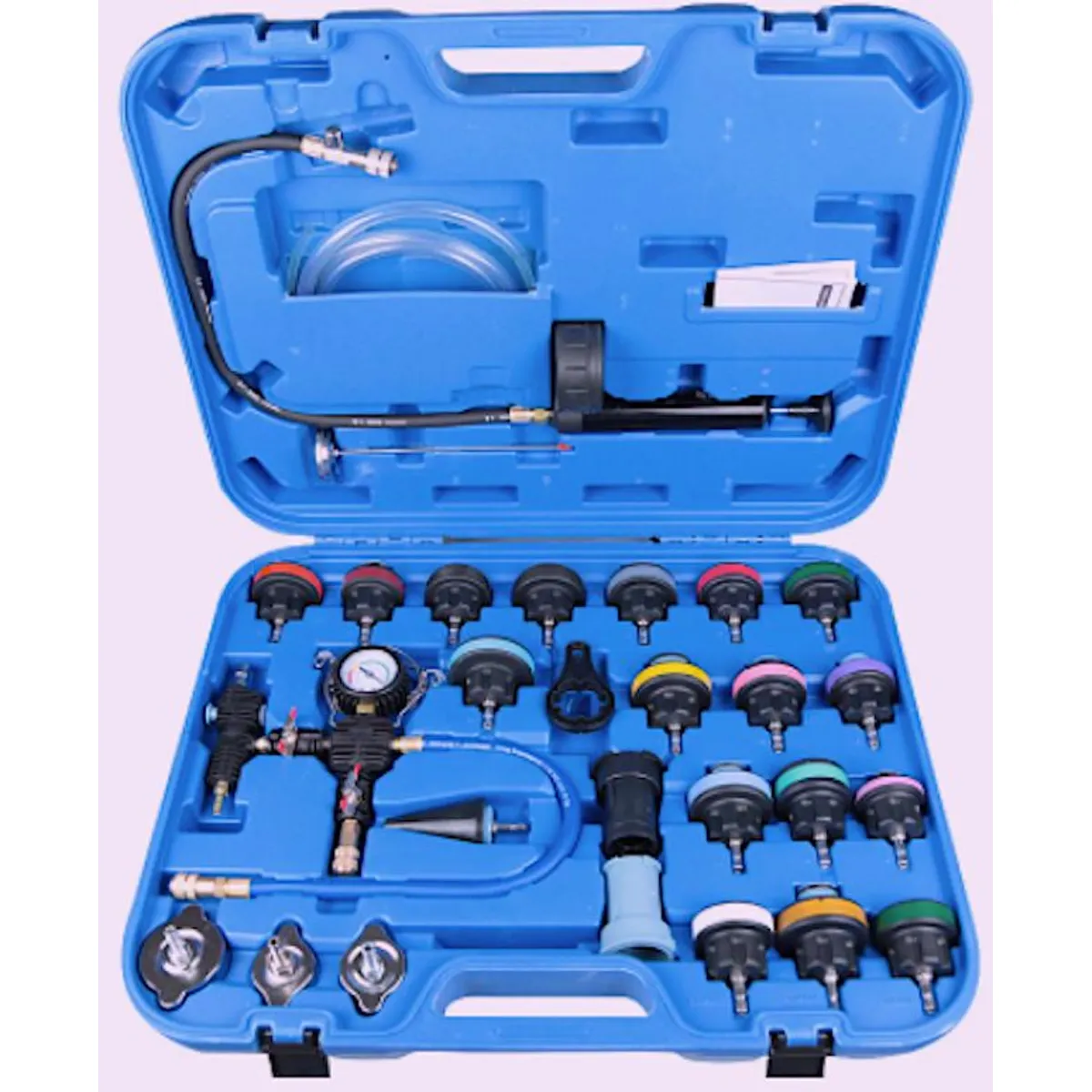 GENERICO - KIT PROBADOR PRESIÓN RADIADORES 28PCS DE FUGAS MULTIMARCA