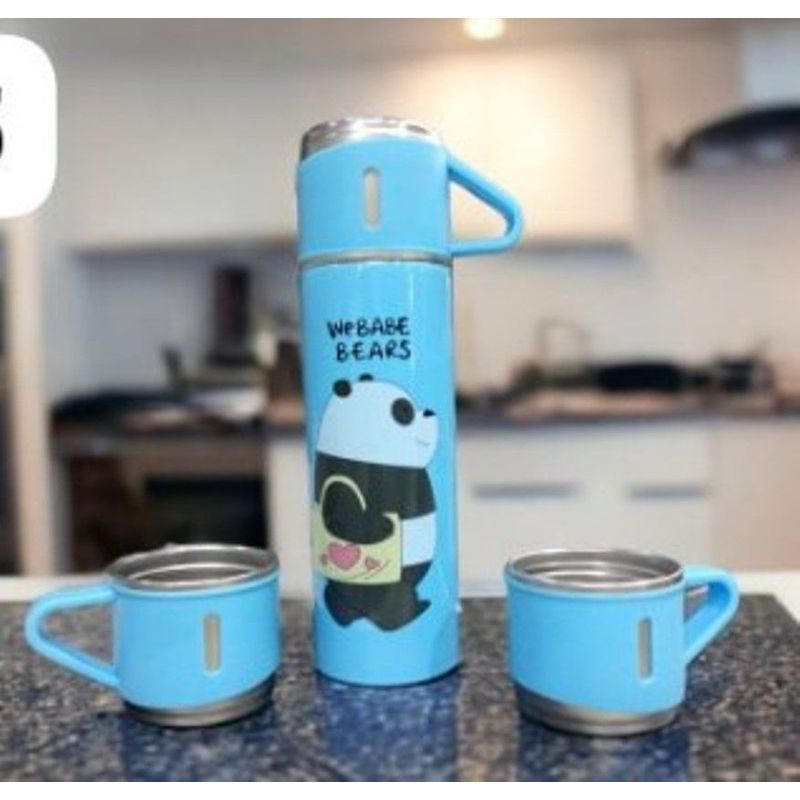 GENERICO - Termo Con  3 Tazas de Oso Escándalosos de Calidad
