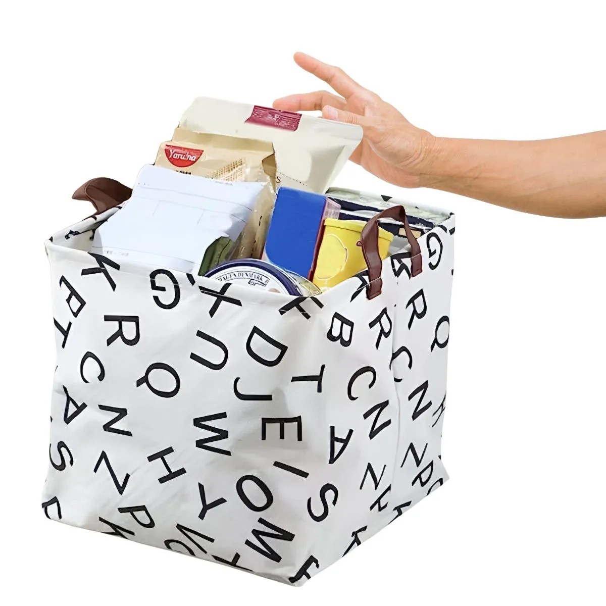 ELMEJORPRECIO - Cesta Multiuso Para Dormitorio Plegable De 33x33cm Letras