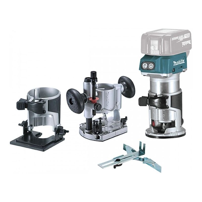 MAKITA - Fresadora 3/8" - 1/4" 18V LXT BL + 3 Bases Baretool Makita DRT50ZJX9