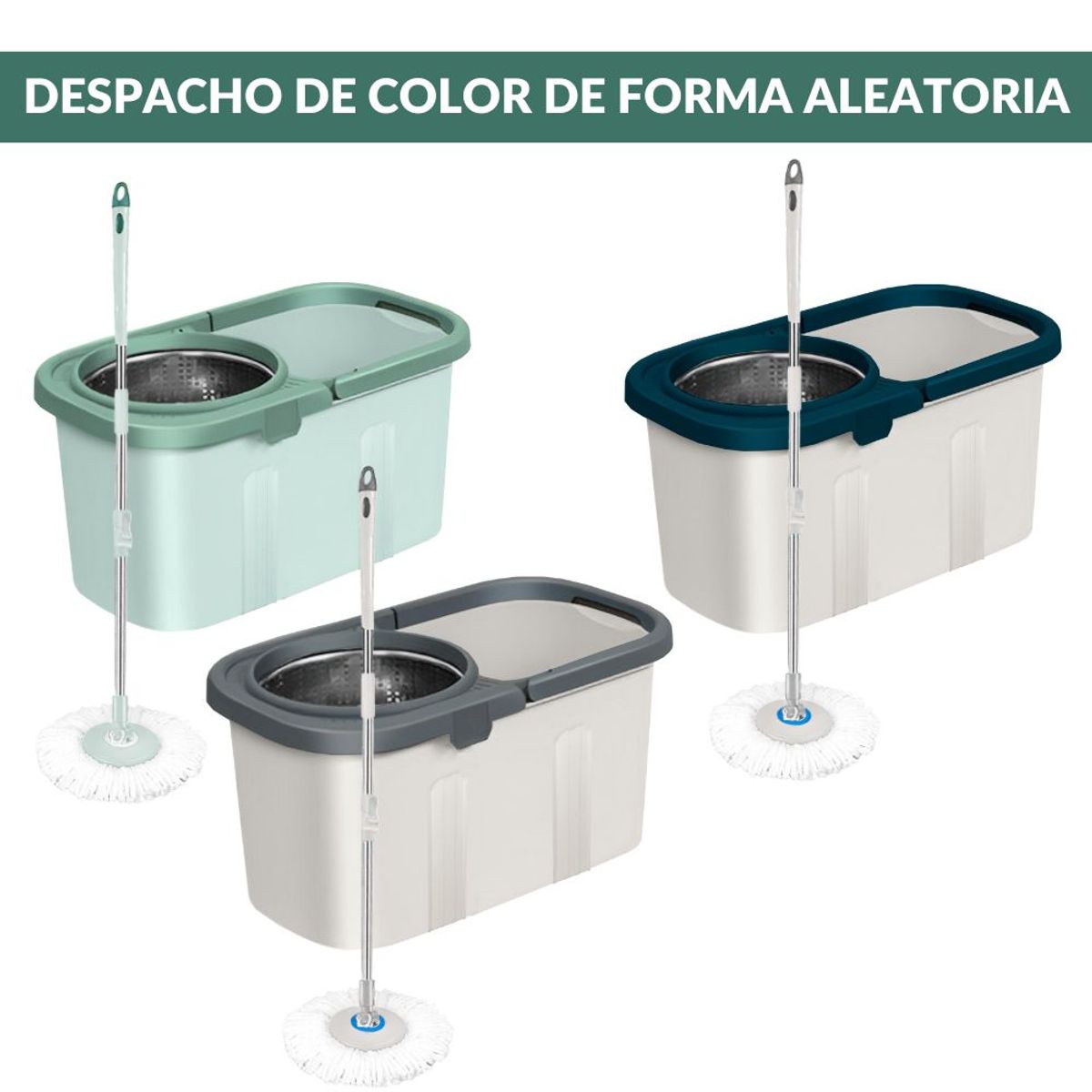 MINARI - Trapeador Premium Balde Escurridor Giratorio T02V Aleatorio
