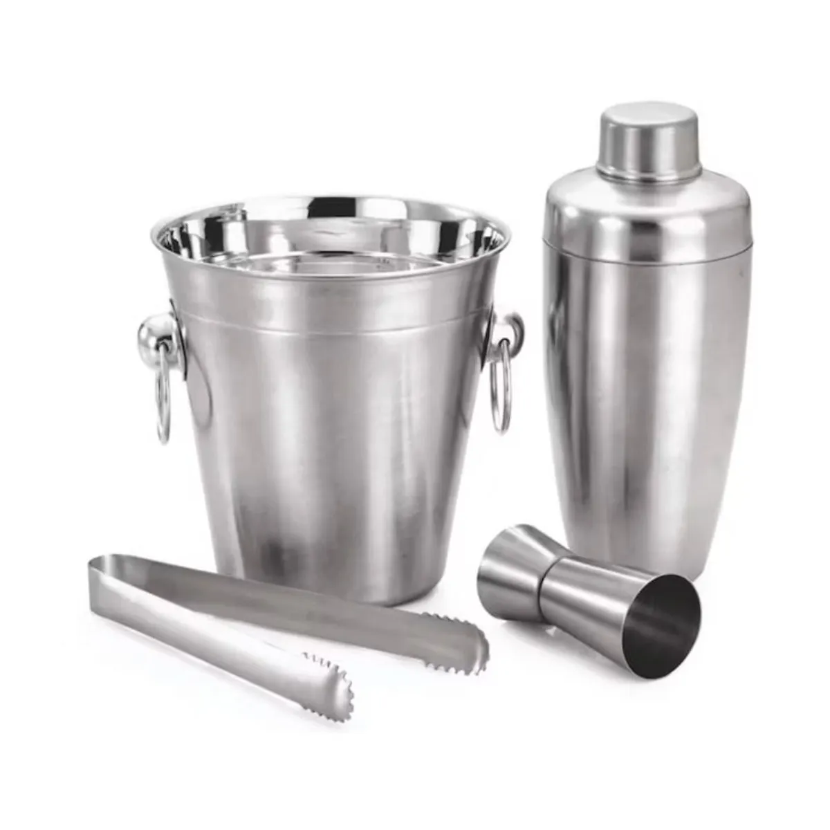 INSPIRA - Set de Bar 4 piezas Coctelera, Hielera, Onzera y Pinza