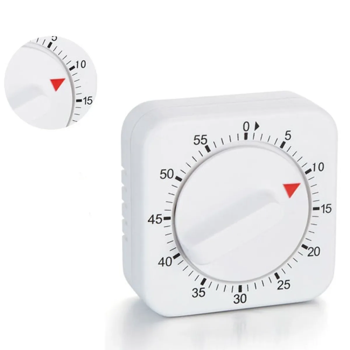 GENERICO - Temporizador De Cocina Cuadrado Blanco 60 Minutos