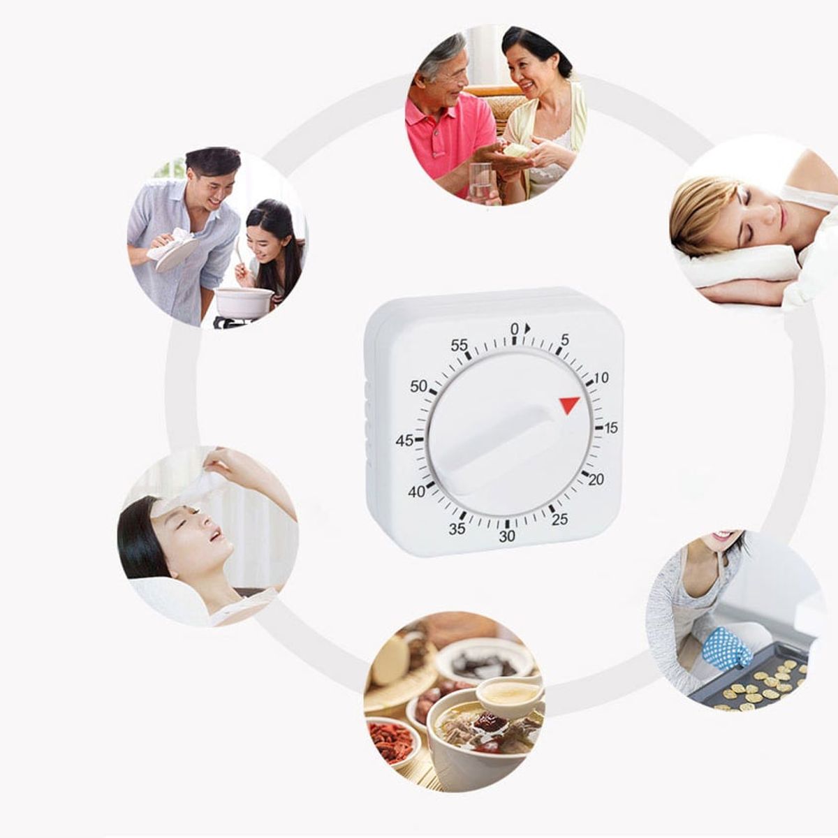 GENERICO - Temporizador De Cocina Cuadrado Blanco 60 Minutos