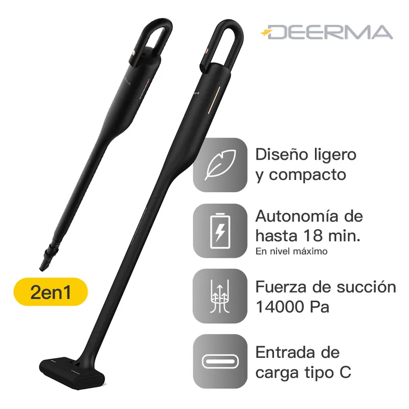 DEERMA - Aspiradora Inalámbrica VC03S - 14000Pa 2 en 1